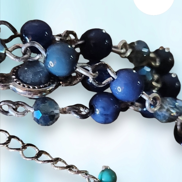 Vintage America Multi Strand Blue/Silver Necklace - Picture 4 of 4